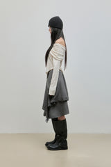 Cowl-neck Open Shoulder Tee_Ivory