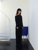 ONE-SHOULDER ELASTIC T (BLACK)