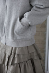 Diagonal Zipper Hood Zip-Up