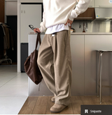 Yogis Wide-Fit Single-Tuck Corduroy Pants