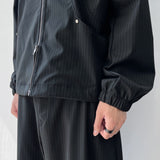 Minimalist Structural Aesthetic Drawstring Hem Striped Stand Collar Jacket