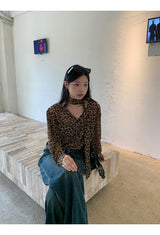 chiffon leopard scarf blouse