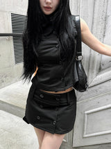Dark Addict Button Skirt