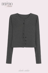 Royal Charcoal Frill Training Three-Piece Setup (Cardigan+Sleeveless+Pants)