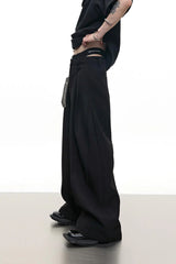 Zipper Detail Wide Leg Trousers