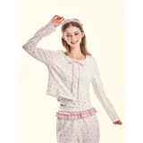 [GirlyFancyClub] Charming Floral * Comfortable Brushed Home Wear Small Floral Cardigan for Outdoor Wear