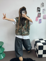 ヒーターパディング❤スナップオーバーロングパンツ 🩶🖤💚3COLOR