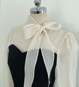 26SS★ Melage Chiffon Color Matching Tie H-Line One Piece