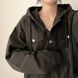 Maro Cotton Pocket Button Hooded Jacket