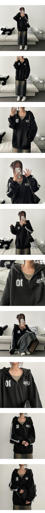 Double Track Half Zip-Up Hoodie