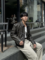 Kai zipper leather jacket