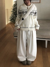Pico Snow Nordic Collar Two-Way Knit Zip-Up