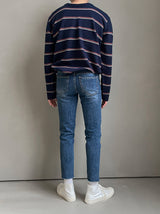 +5cm Middle Washing Dis Denim Pants (6141)