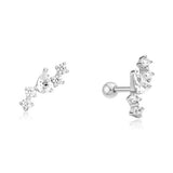 silver constellation barbell single piercing rhodium plating + 925 silver E070-10H