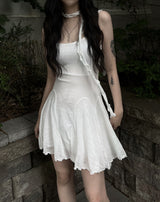 flared scarf mini dress (2color)