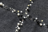 SPRAY-DYED DISTRESSED BEADED PIPE EMBROIDERY クロステンセルベルベットニットセーター