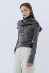CAPE T-SHIRT COMBI SETUP_CHARCOAL