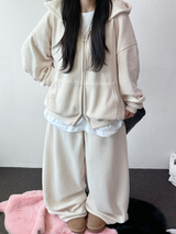 Wide Balloon Set-Up Shiny Velvet Big Hood Zip-Up Hoodie 🖤🐣 3 COLOR