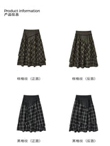 Asymmetrical drawstring patchwork plaid versatile and playful midi skirt