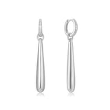 silver long waterdrop drop rhodium plating + 925 silver earrings E067-11H