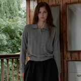 Openwork Collar Wool Knit_Grey