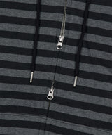 STRIPE BASIC LOGO ZIP-UP HOODIE_BLACK