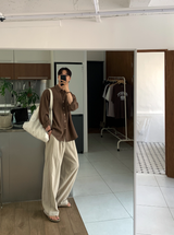 Cool Pin Tuck Linen Wide Pants