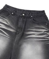 Cross Stud Denim Pants - Black