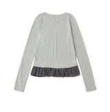 CHECK LAYERED LONG SLEEVE - GRAY