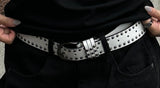 White metallic stud belt