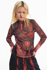 Embryo hair texture printed bottoming shirt