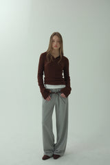 SAILOR RIBBED KNIT PULLOVER_BROWN