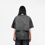 HIERARCHY STUDIOS ENE - ウォッシュドブラックレイヤード ENE オーバーサイズTシャツ