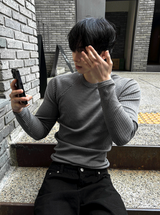 muscle-fit raglan ribbed knitwear