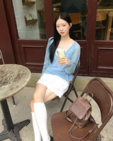 Mohair button V neck knit