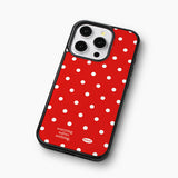 ホリデーガラスバンパーケース (glossy / red mini dot)