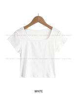 [U-BASIC] Poke Span Square Cap Sleeve T-Shirt