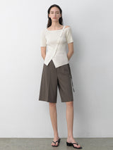 (PT-5651)WAIST STRING BURMUDA PANTS