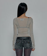 CORSET SHEER LONG SLEEVE_BEIGE