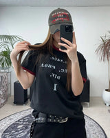 ディケンレタリングリンガー半袖Tシャツ