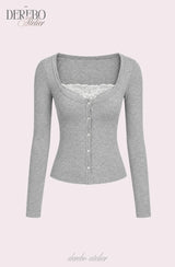 Ria lace layered cardigan long-sleeve  top