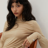 Wool Like Basic T-Shirts Beige