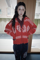 No.1453 cowichan hood KNIT ZIP-UP (3color)