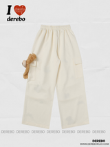 Bear Patch Banding Shirring Casual Pants