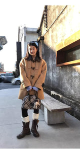 wool butler toggle half-wide coat
