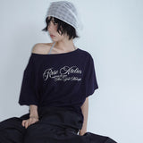 [Robbins] レタリング ワンショルダー ショートスリーブ Tシャツ 3カラー
