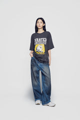 24FW ウォンテッドラビットアートウォークショートスリーブTシャツチャコール
