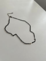 bss ブラックビーズパールサージカルフラワージュエリーチョーカーネックレス