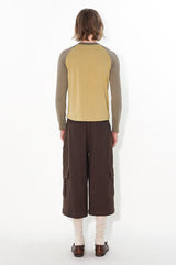 Color-blocked raglan sleeve slim-fit comfortable long-sleeve T-shirt