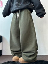 TEDDY FLEECE🤎🐻 S-L🧸3SIZE LONG WIDE HEATER PANTS 🤎💙💚3COLOR